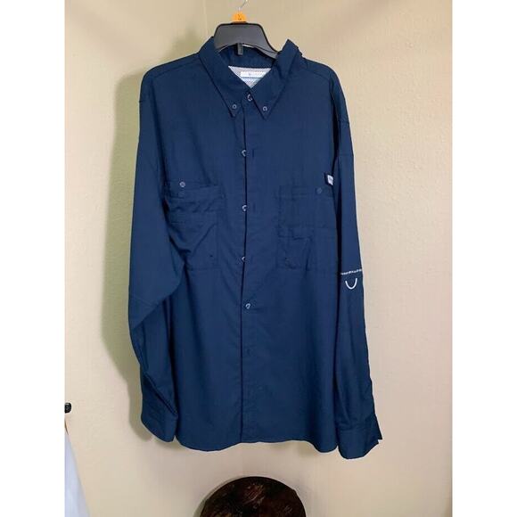 Columbia Shirt Men's XLarge Blue Vent Long Sleeve Button Fishing Omni-Shade PFG - Picture 1 of 4